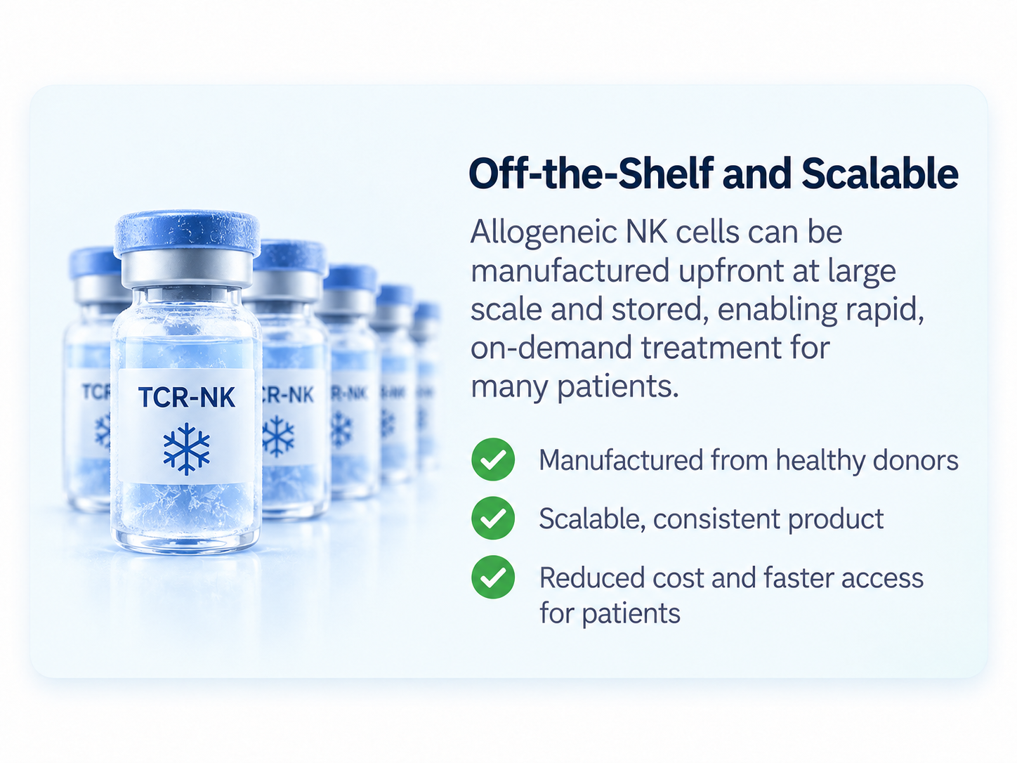 Off-the-shelf and scalable: allogeneic TCR-NK cells manufactured upfront and stored